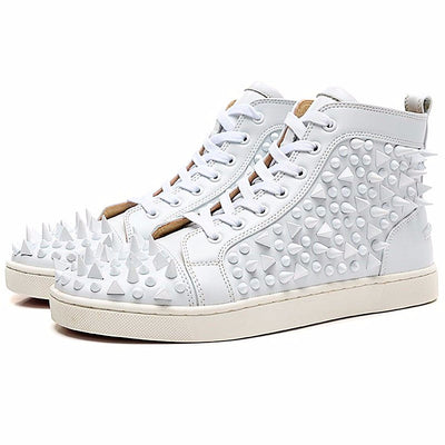 Blanco Spikes High Top Leather Shoes