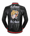 Faux Leather Embroidered Tiger Jacket