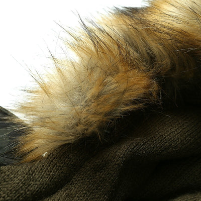 Camouflage Hooded Jacket With Fur