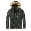 Camouflage Hooded Jacket With Fur