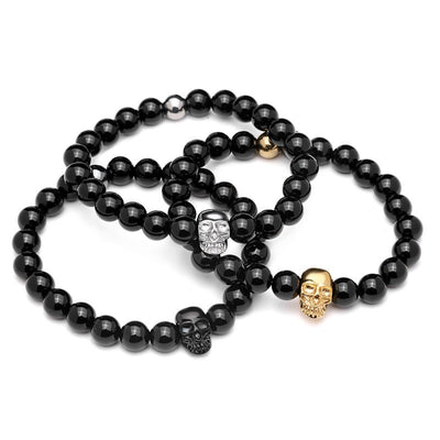 Noire Agato Skull Bracelet