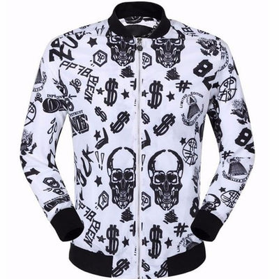 Skull Print Slim Fit Jacket