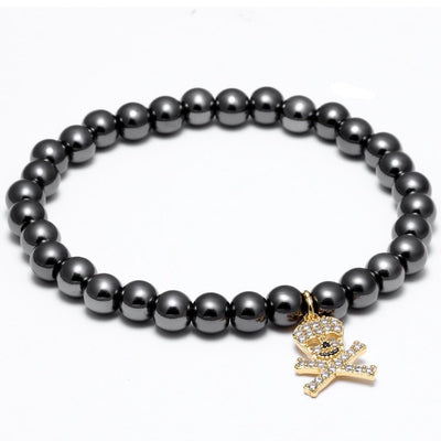 Double Bone Titanium Beaded Bracelet