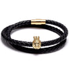 King Leo 24K Gold Plated Leather Bracelet