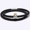 King Leo 24K Gold Plated Leather Bracelet