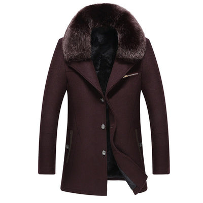 Wool Coat With Fur Collar