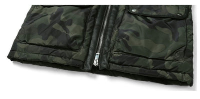 Camouflage Hooded Jacket With Fur