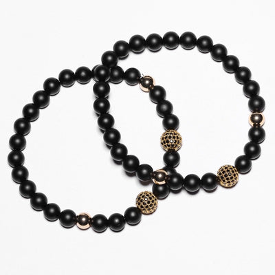 Noir Agate Duo Beaded Bracelet